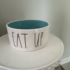 Rae Dunn White and Blue “Eat Up”Dog Bowl